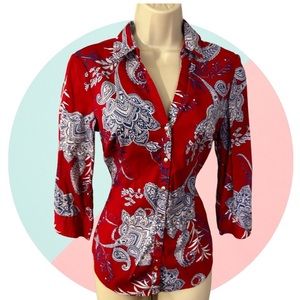 New York & Co. Red Button Blouse